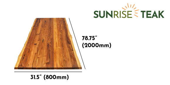 Teak Live Edge Countertop Panel Two-Sided 1.18" x 31.5" x 78.75"