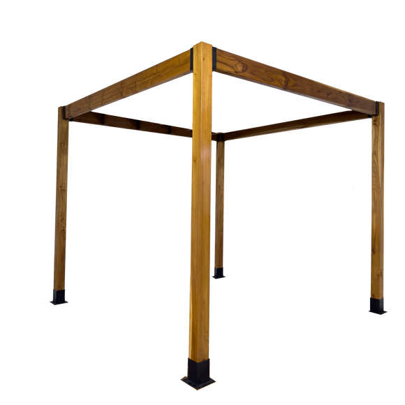 8' X 8' SUNRISE TEAK PERGOLA IN 5" x 5" POSTS AND 6" LEDGERS (CUBE)