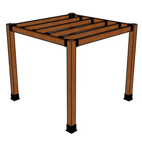 8' X 8' SUNRISE TEAK PERGOLA IN 5" x 5" POSTS AND 6" LEDGERS AND RAFTERS - 0