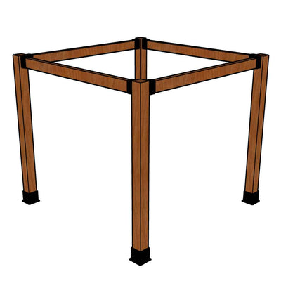 8' X 8' SUNRISE TEAK PERGOLA IN 5" x 5" POSTS AND 5" LEDGERS (CUBE) - 0