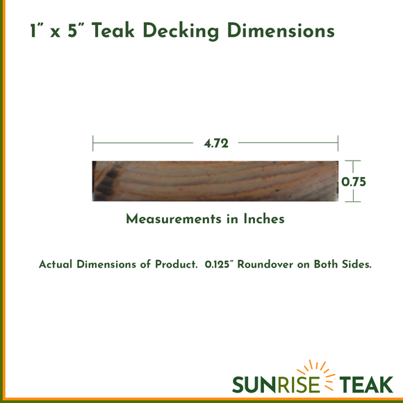 Premium Teak Decking  Boards 1" x 5" x 7'