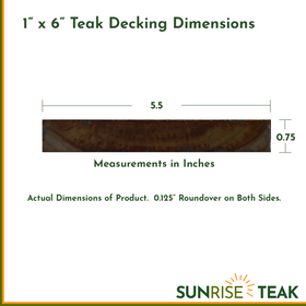 Premium Teak Decking  Boards 1" x 6" x 7' - 0