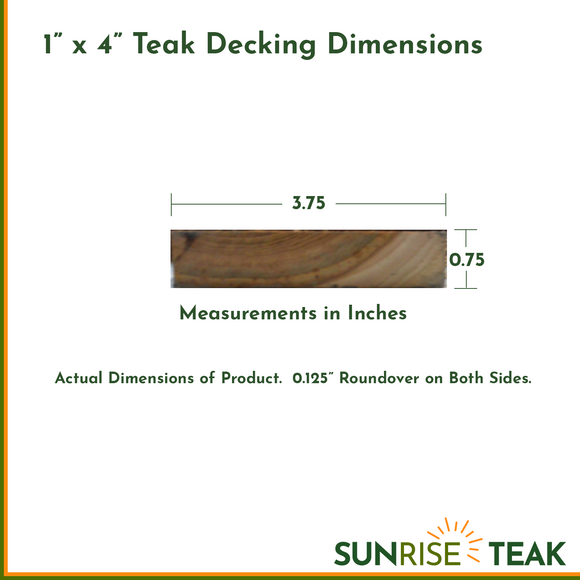 Standard Teak Decking Board 1" x 4" x 7'