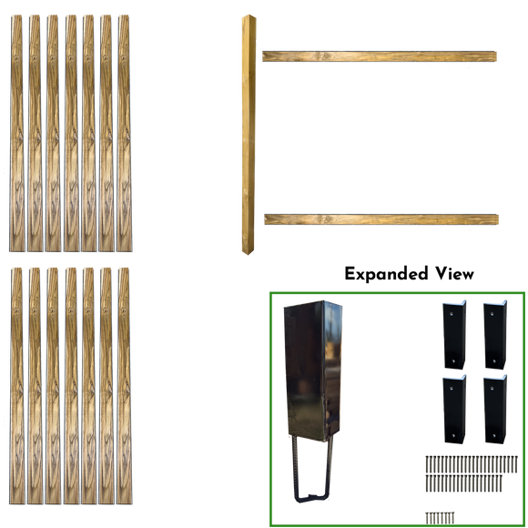 7' WIDE X 7' HIGH FENCE BUNDLE IN 4" x 4" POSTS AND 4" PICKETS (2 POSTS IN PICKET STYLE) Also Available in 1-Post Extender