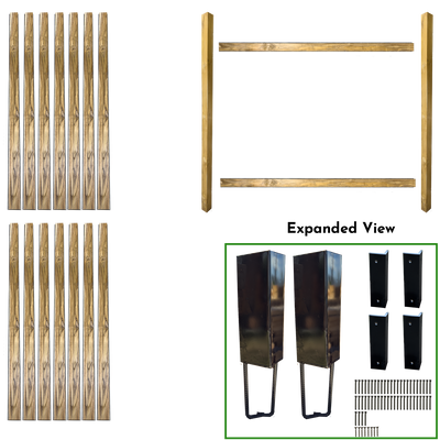 7' WIDE X 7' HIGH FENCE BUNDLE IN 4" x 4" POSTS AND 4" PICKETS (2 POSTS IN PICKET STYLE) Also Available in 1-Post Extender