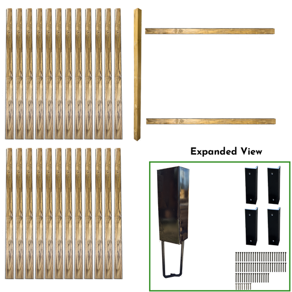 7' WIDE X 7' HIGH FENCE BUNDLE IN 4" x 4" POSTS AND 4" PICKETS (2 POSTS IN SHADOWBOX STYLE) Also Available in 1-Post Extender