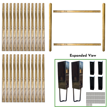7' WIDE X 7' HIGH FENCE BUNDLE IN 4" x 4" POSTS AND 4" PICKETS (2 POSTS IN SHADOWBOX STYLE) Also Available in 1-Post Extender