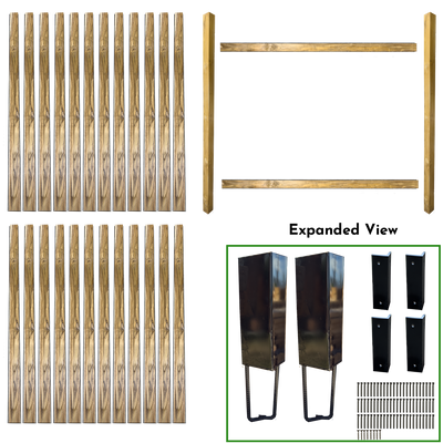 7' WIDE X 7' HIGH FENCE BUNDLE IN 4" x 4" POSTS AND 4" PICKETS (2 POSTS IN SHADOWBOX STYLE) Also Available in 1-Post Extender
