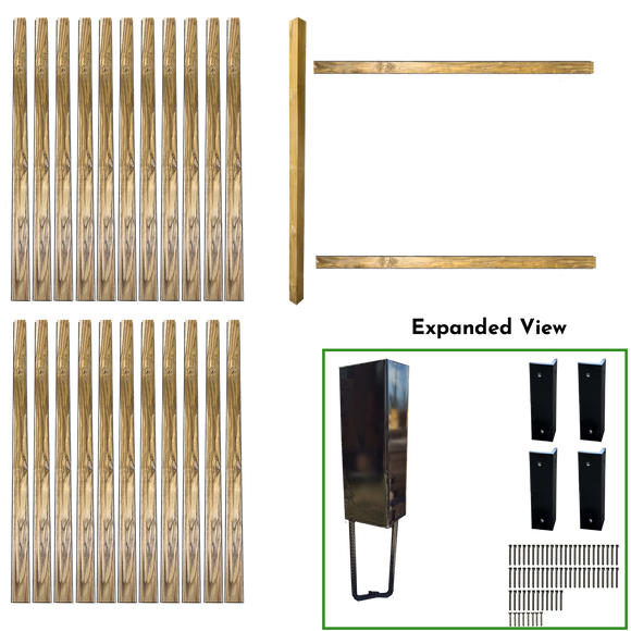 7' WIDE X 7' HIGH FENCE BUNDLE IN 4" x 4" POSTS AND 4" PICKETS (2 POSTS IN SOLID STYLE) Also Available in 1-Post Extender