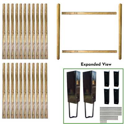 7' WIDE X 7' HIGH FENCE BUNDLE IN 4" x 4" POSTS AND 4" PICKETS (2 POSTS IN SOLID STYLE) Also Available in 1-Post Extender