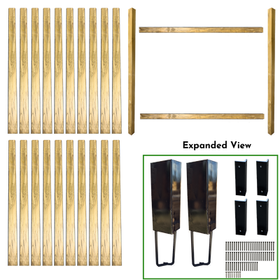 7' WIDE X 7' HIGH FENCE BUNDLE IN 4" x 4" POSTS AND 5" PICKETS (2 POSTS IN SHADOWBOX STYLE) ALSO AVAILABLE IN 1-POST EXTENDER
