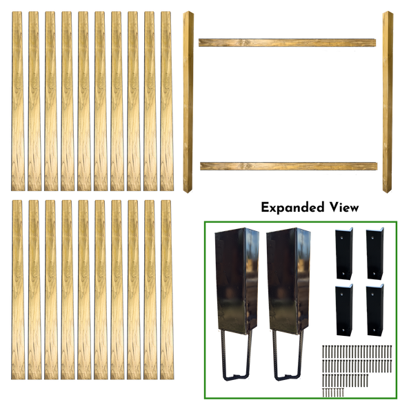 7' WIDE X 7' HIGH FENCE BUNDLE IN 4" x 4" POSTS AND 5" PICKETS (1 POST IN SHADOWBOX STYLE)