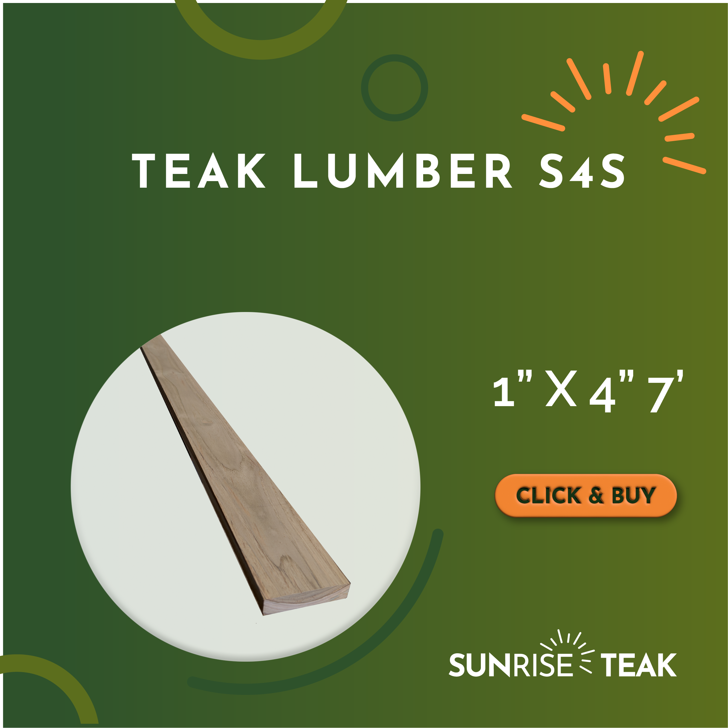 Teak Lumber S4S 1" x 4" x 7'