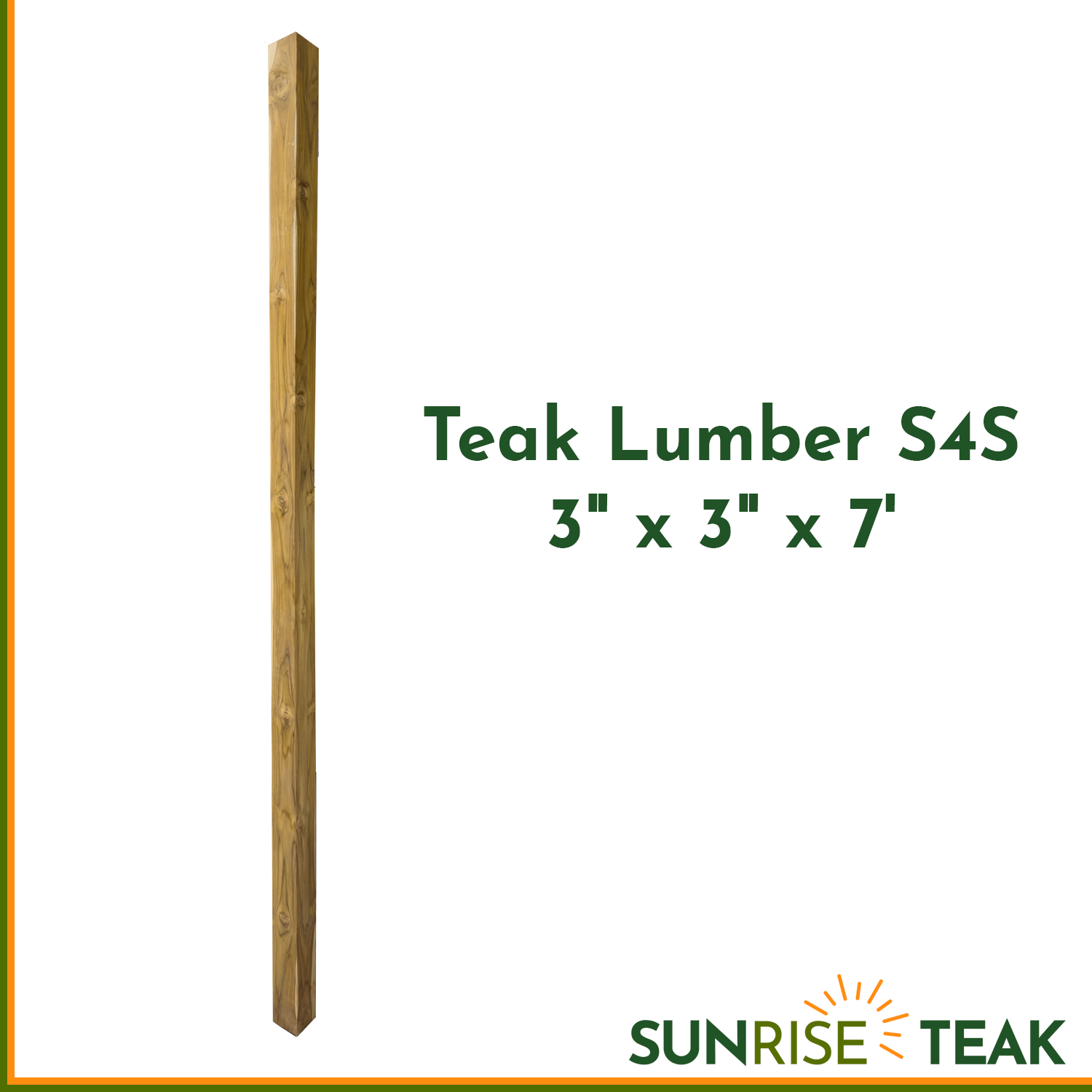 Teak Lumber Posts S4S 3" x 3" x 7'